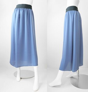 美品* HYKE ハイク ◆ ラップスリット フレア スカート サイズ1 ブルー ペチコート ウエストゴム ◆G119