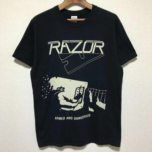[即決古着]RAZOR/レザー/ARMED AND DANGEROUS Tシャツ/バンドT/半袖/ブラック/GILDAN(ギルダン)製/Mサイズ