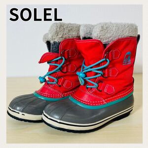 ソレル SOREL スノーブーツ ウィンターブーツ キッズ レディース 赤 レッド 21cm 防寒ブーツ 冬靴 ナイロン ジュニア kids 