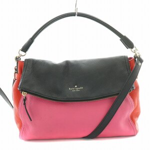 ケイトスペード KATE SPADE 2WAY ハンドバッグ ワンハンドル ショルダーバッグ ロゴ プリント 黒 ブラック ピンク 赤 レッド