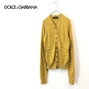 1D2427-F◆イタリア製◆ DOLCE&GABBANA ドルチェアンドガッバーナ カーディガン ニット セーター ◆ size38 イエロー 古着 レディース 秋冬