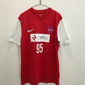 EI867 実物 ニチバン ＃95 NIKE ナイキ　スポーツウェア　上　半袖tシャツ 赤　ユニフォーム　サイズM