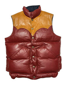 Sサイズ RAINBOW COUNTRY レインボーカントリー California MFG Co. ALL Leather Down Vest オールレザー ダウンベスト ホースハイド 馬革