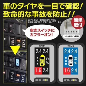 【送料無料】センサー取り付け不要！液晶モニター型 タイヤ空気圧監視システム トヨタ車用5PIN【一式】C-HR ZYX10/NGX10/NGX50