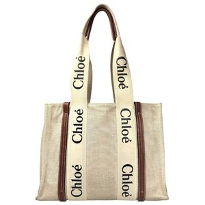 【1円～】クロエ CHLOE ハンドバッグ キャンバス レザー ブラウン トートバッグ ミディアム 04215765-1 中古