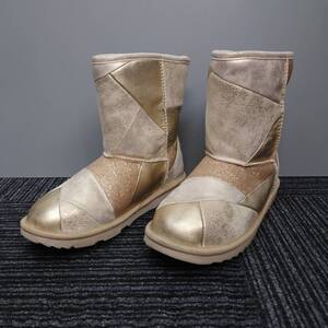 美品 アグ UGG クラシック CLASSIC グリッター パッチワーク ショートブーツ ムートン US6 23cm