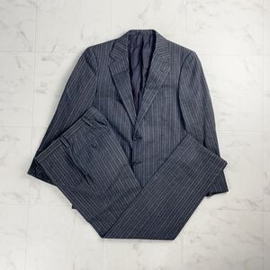 美品 UNITED ARROWS ユナイテッドアローズ ウール混 ストライプ セットアップ スーツ 総裏 メンズ グレー系 サイズ42*TC874