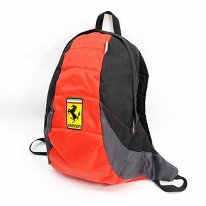 401030 FERRARI GEAR エンブレム バックパック リュック デイ バッグ オレンジ ブラック フェラーリ ギア メンズ レディース▲