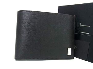 1円 ■極美品■ dunhill ダンヒル レザー 二つ折り 財布 ウォレット 札入れ 小銭入れ メンズ ブラック系 BI7914