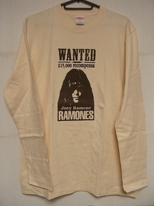 即決★新品★長袖★バンドＴシャツ★ラモーンズ★RAMONES★JOEY RAMONE★ナチュラルボディ×ブラウンプリント★S/M/L/XLサイズ