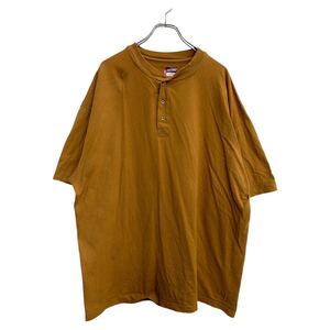 Dickies 半袖 ハーフボタン Tシャツ 3XLサイズ ディッキーズ ビッグサイズ ブラウン コットン 古着卸 アメリカ仕入 t2410-3001