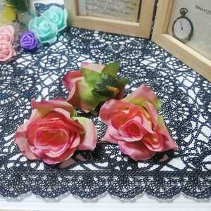 【ウォーターメロン】バラ5cm3個セット 造花 アート インテリア フラワーアレンジメント 材料 薔薇　良品専科フラワー