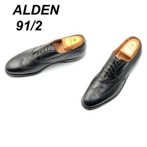 即決 未使用 ALDEN オールデン 27.5cm 9.5 928 メンズ レザーシューズ ウイングチップ 内羽根 黒 ブラック 革靴 皮靴 ビジネスシューズ