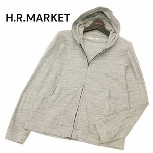 H.R.MARKET ハリウッドランチマーケット 通年 ラクダ H刺繍★ ジップアップ フーディー パーカー Sz.2　メンズ 灰 日本製　C4T04128_4#O