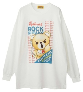 即決 新品 22AW 即完売品 ヒステリックグラマー / ROCK FLEAKS ファックベア オーバーサイズ ロング Tシャツ 長袖 Tシャツ ロンT