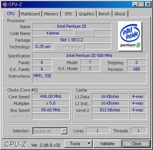 INTEL PentiumIII 500 MHz Slot1 Katmai ヒートシンク付き 中古正常品