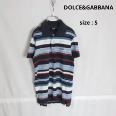 DOLCE&GABBANA コットン ボーダー ポロシャツ 半袖 ユーロ 古着