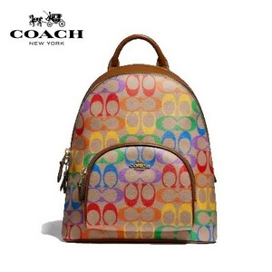 ◆新品タグ付き/正規品◆【COACH★93841】コーチ 百貨店商品♪ バックパック リュック レインボー シグネチャー キャンバス 即決!!