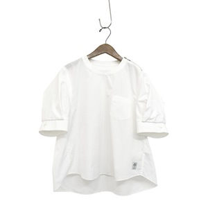 2024SS sacai サカイ Thomas Mason Cotton Poplin Pullover トーマスメイソン パフスリーブプルオーバーブラウス ホワイト 1 24-07619