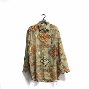 Rare【vintage】jpn archive / scarf pattern/shirt/トップス シャツ 長袖シャツ 古着 総柄 ゆったり