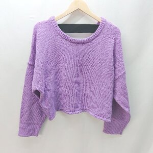 ◇ JEANASIS ジーナシス バックオープン ゆったり 長袖 ニット セーター サイズF パープル レディース E