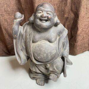 布袋様 置物　桃蹊堂　備前焼 七福神 布袋尊 時代物