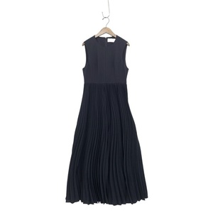 未使用品 Mame Kurogouchi マメクロゴウチ Curved Pleated Sleeveless Dress カーブプリーツドレス ワンピース ネイビー 1 MM22FW-DR040