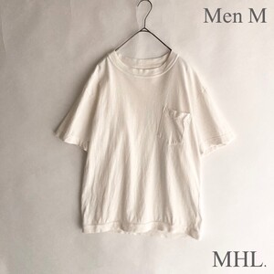 MHL. 日本製 エムエイチエル ポケット付き カットソー ポケットTEE クルーネック 半袖 ベーシック コットン100% ホワイト size M sk