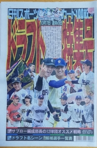 日刊スポーツ2019ドラフト特集号★星稜高校/奥川恭伸☆大船渡/佐々木朗希☆明治大学/大分商/森下暢仁☆東邦高校/石川昴弥☆創志学園/西純矢