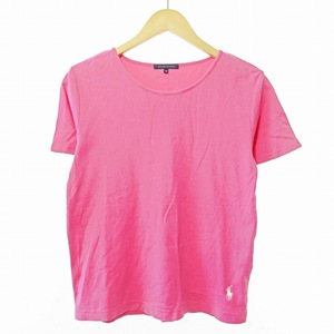 ラルフローレン RALPH LAUREN Tシャツ カットソー 半袖 ロゴ刺繍 ワンポイント M ピンク 1129 ■GY09 レディース