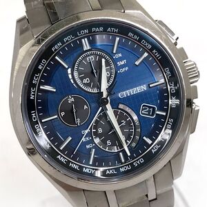 美品 CITIZEN シチズン ATTESA アテッサ エコドライブ 腕時計 AT8040-57L H804-T018696 電波ソーラー クロノグラフ カレンダー チタン