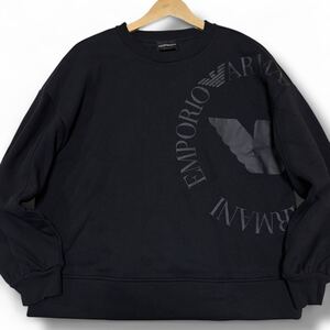 美品● EMPORIO ARMANI エンポリオアルマーニ 長袖 Tシャツ スウェット トレーナー イーグルロゴ ブラック 黒 Mサイズ