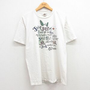 L/古着 ナイキ NIKE 半袖 ビンテージ Tシャツ メンズ 90s Jack Jill 木 コットン クルーネック 白 ホワイト 23jul24 中古