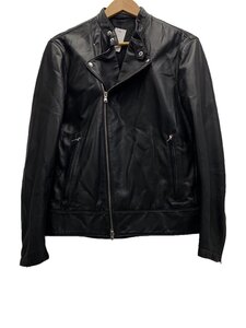 BARNEYS NEWYORK◆ダブルライダースジャケット/46/レザー/BLK