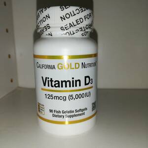 ビタミンD3 5000IU 125mcg 90粒 California Gold Nutrition【新品・送料込】