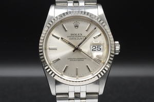 ジャンク ROLEX DATE JUST Ref:16234 Cal.3135 ロレックス デイトジャスト WG シルバーダイヤル 自動巻き 裏蓋刻印あり ■25629