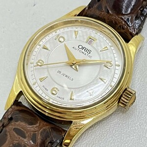 P006-I51-1306◎ ORIS オリス AUTOMATIC 自動巻き 25石 デイト 3針 レディース腕時計 裏面スケルトン SA 7446 SS 稼働 ケース付き