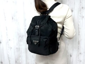 極美品 PRADA プラダ テスート ナイロンリュック リュックサック バッグ ナイロン×レザー 黒 78940