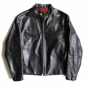 【美品/ビッグサイズ】SCHOTT【641XX シングルライダースジャケット】42 レザー ブラック ショット 2404616