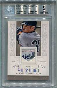 2014 National Treasures Ichiro Suzuki イチロー Laundry Tag Patch 4枚限定 BGS 9