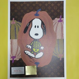 DEATH NYC 世界限定100枚 アートポスター SNOOPY スヌーピー 草間彌生 南瓜 かぼちゃ LOUISVUITTON ルイヴィトン スケルトン エバハート