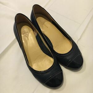 手入れ済み COLE HAAN NIKE AIR コールハーン パンプス フラット パテントレザー ネイビー 表記サイズ5 約22.0cm 靴