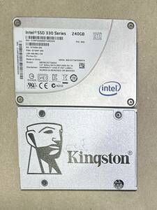 2個 SSD 2.5インチ 240GB SATA Intel SSDSC2CT240A3 Kingston SUV400S37/240G 中古