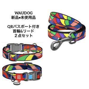 WAUDOG　QRパスポート付きナイロン製犬用首輪　リード　「ステンドグラス」