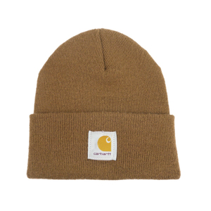 USA製 CARHARTT カーハート ニット キャップ 帽子　アメカジ ワーク ビーニー ウォッチ キャップ アメリカ製 茶 古着