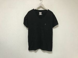 本物ディーゼルDIESELコットンVネック半袖Tシャツメンズサーフアメカジミリタリースーツビジネスストリート黒ブラックM