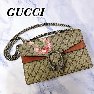 送料無料　良品　GUCCI グッチ　ディオニュソス GGブルームス　400249　PVC スエード　ショルダーバッグ　花柄　チェーン　GG柄