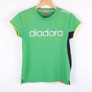 ディアドラ Tシャツ 半袖 練習着 スポーツウエア トップス M相当 レディース フリーサイズ グリーン Diadora