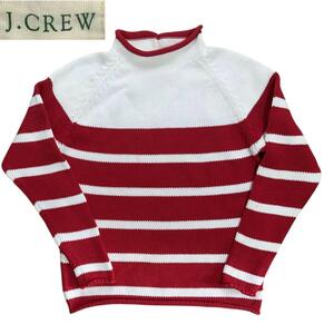 即決★サイズM★J.CREW★名作 ロールネック ボーダー柄コットンニットセーター メンズ ジェイクルー T2831 古着公園