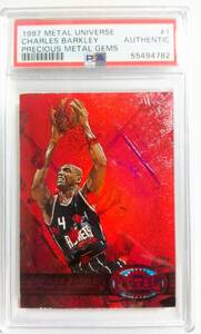 Charles Barkley 1997 Metal Universe Precious Metal Gems Red #1 097/100 PSA Authentic